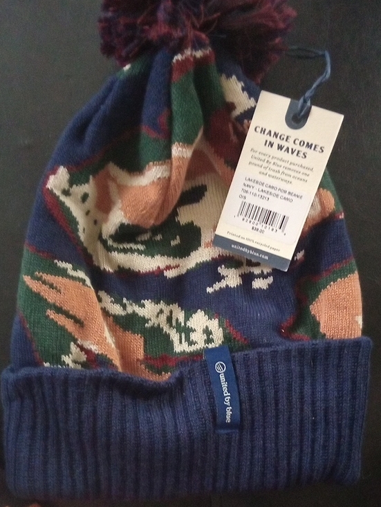 United By Blue Other - United By Blue Camo Pom Beanie in Navy, Green & Tan